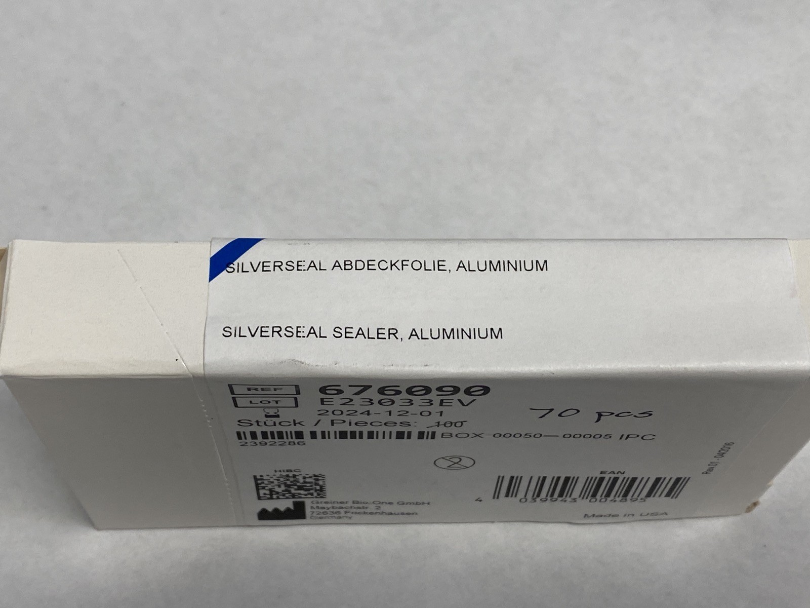 (70) GREINER Aluminum SilverSeal Adhesive Sealing Film for PCR Plates 676090