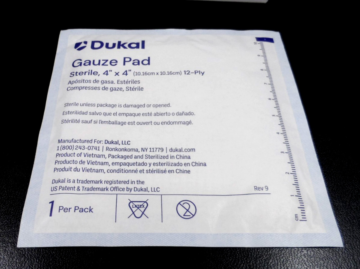 Dukal Gauze Pads 4″ x 4″ Sterile 12 ply ~ 25 Packs per Box ~ 1 Per Pack 1414-25