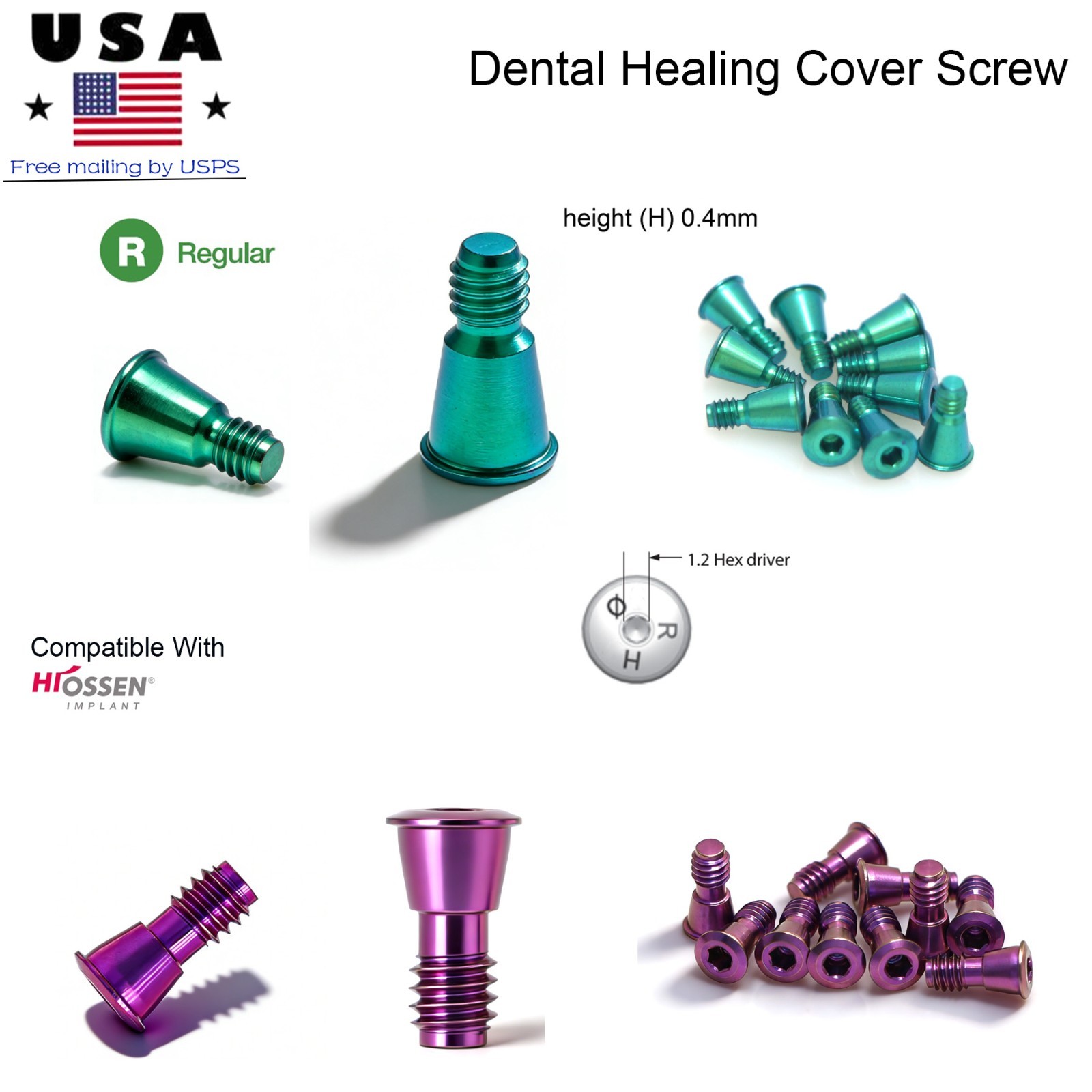 Hiossen NP RP Healing Abutment Ti Healing Cap For ET/TS Narrow/Regular Implant
