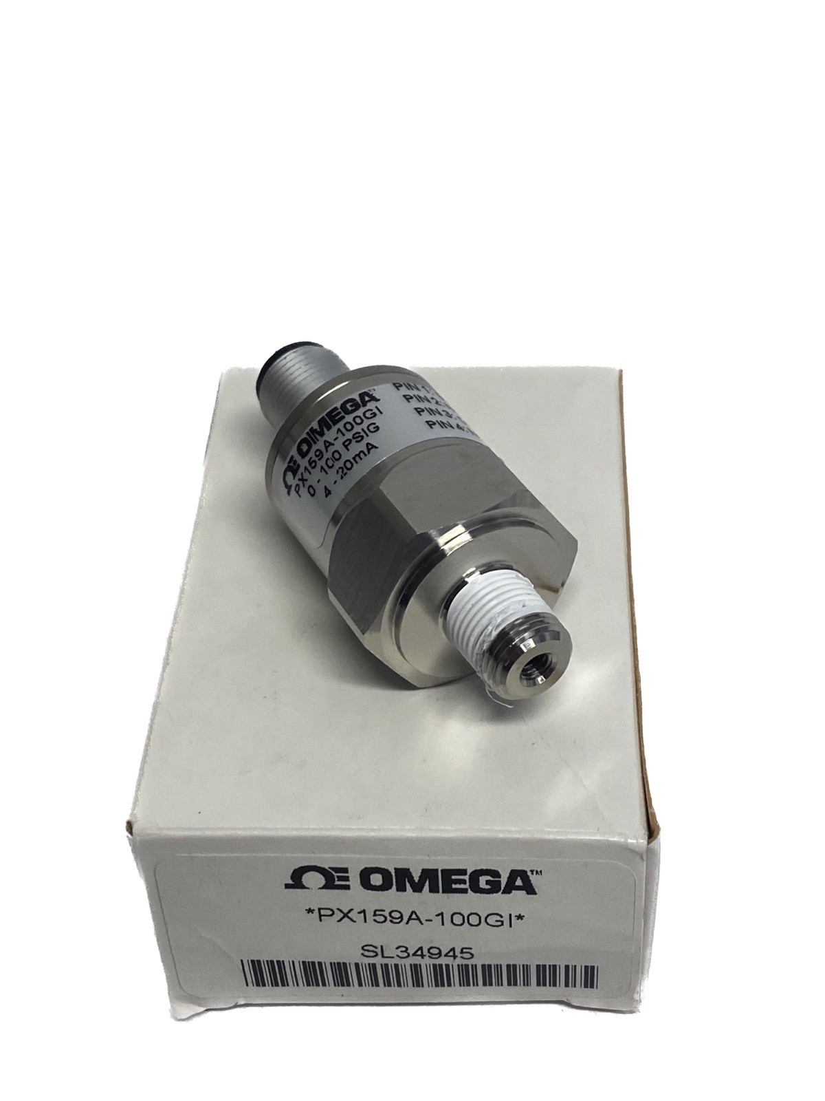 Used OMEGA Pressure Sensor Transducer Gauge M12 4-Pin F Connection PX159A-100GI