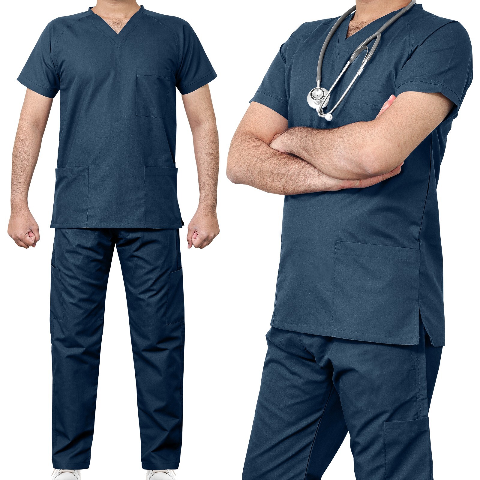MediLap Mens Medical Scrub Uniform TUNIC TROUSER NHS Doctor Nurse Hospital Suit