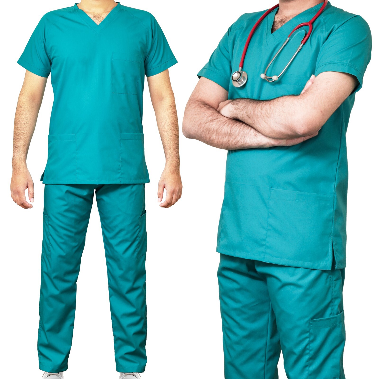 MediLap Mens Medical Scrub Uniform TUNIC TROUSER NHS Doctor Nurse Hospital Suit