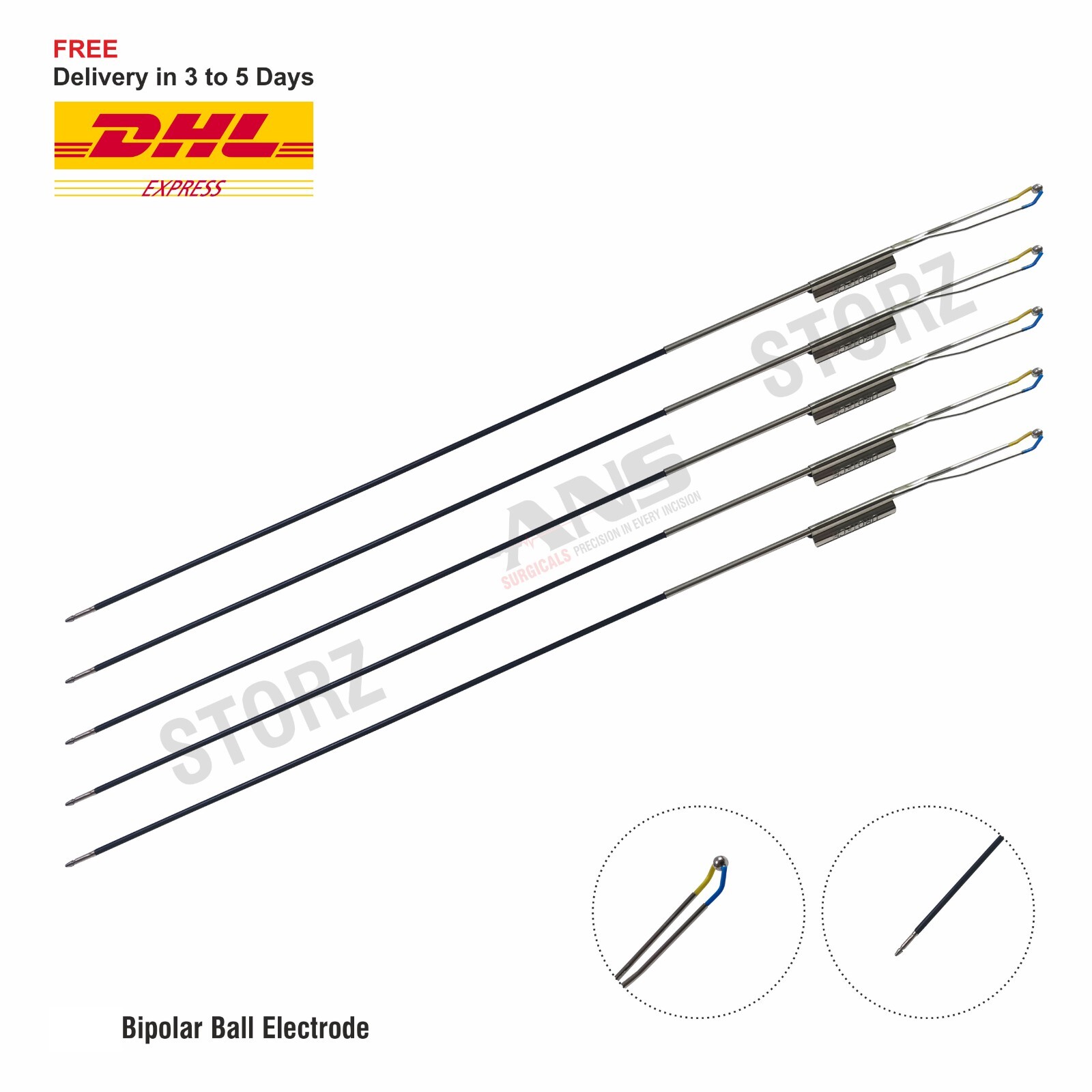 ANS Bipolar Ball electrode Single Stem Pack of 5