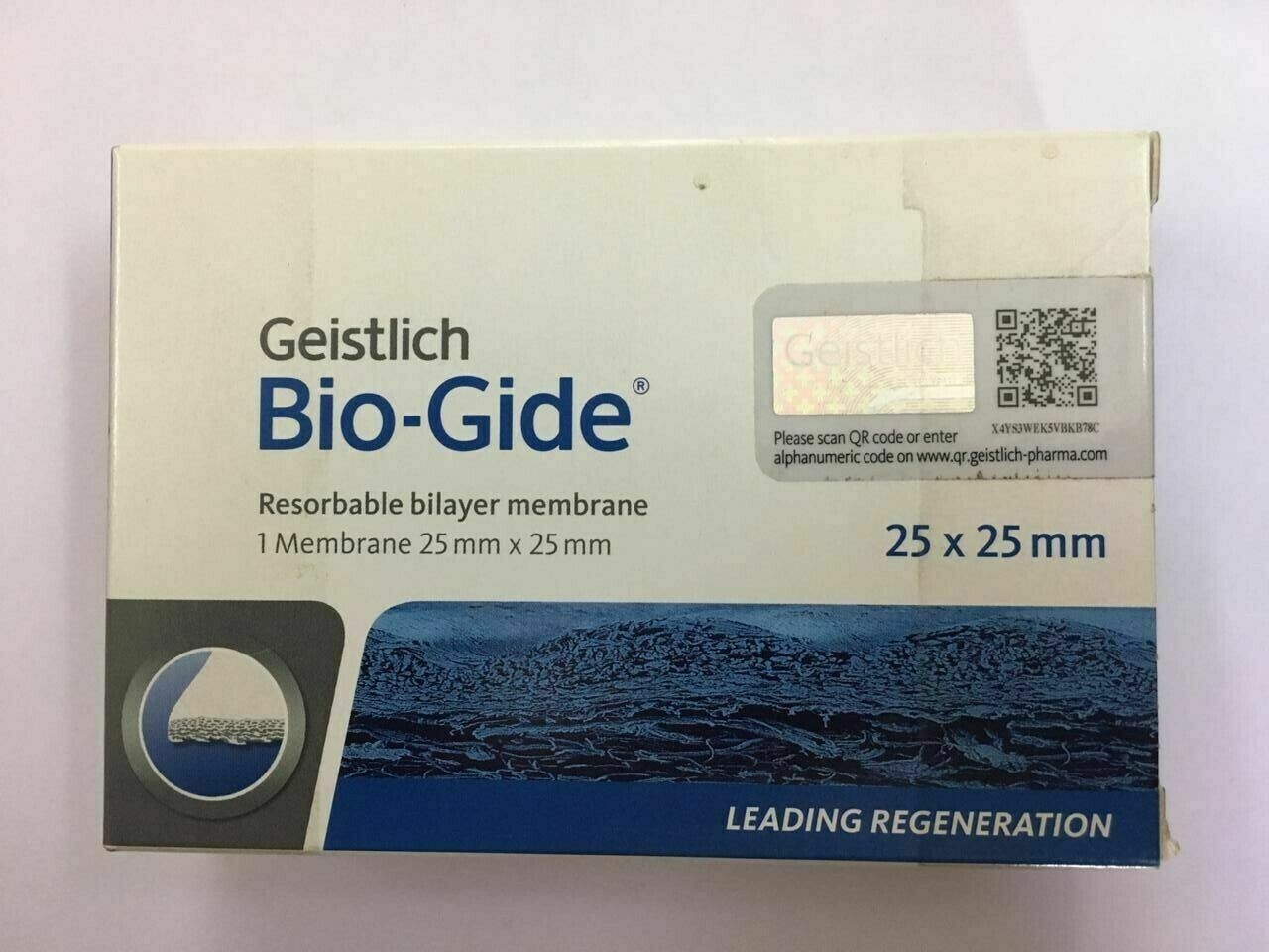 Dental Geistlich Bio-Gide Collagen Membrane Sterile Resorbable Bilayer 25x25mm