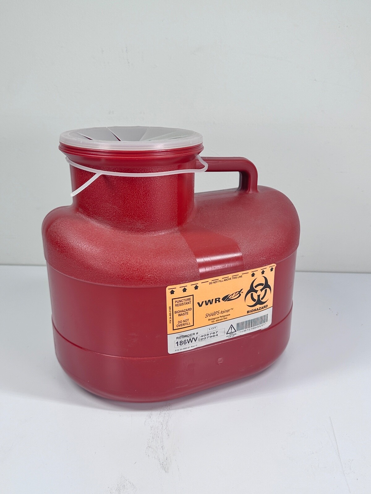 VWR 19001-028 Single Use Large Sharps Container System, Wide Opening, 11.4L 3Gal