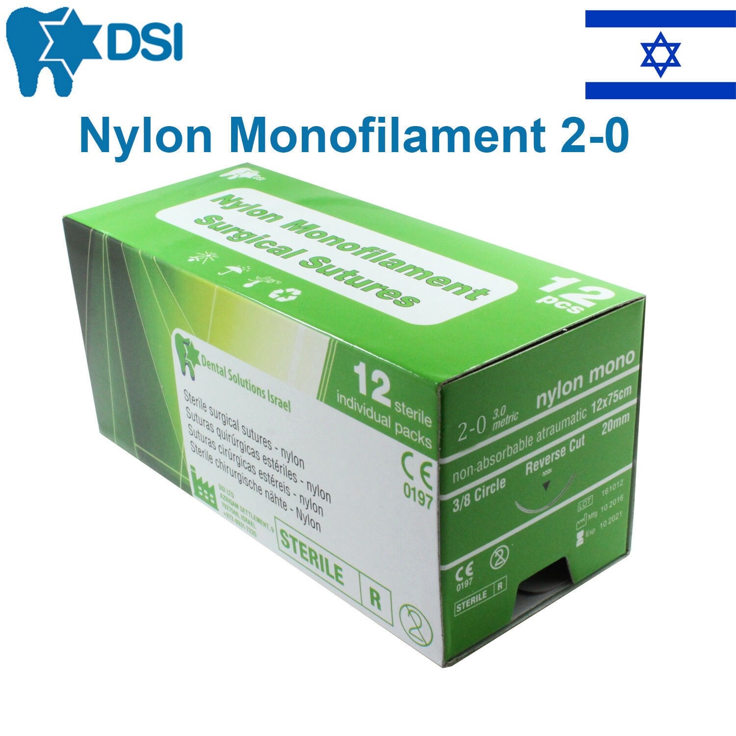 Nylon 2/0 Surgical Suture Emergency First Aid Home Wound Treating 12pcs