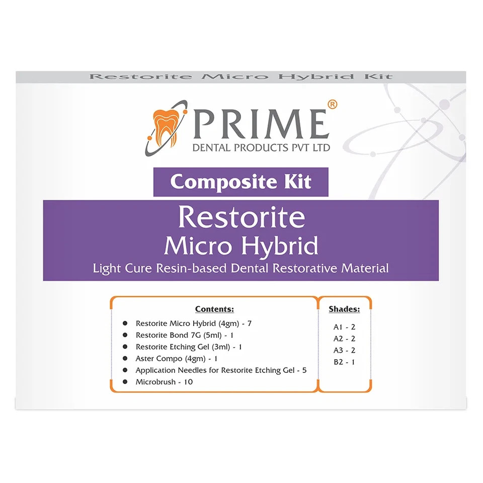 Prime Dental Micro Hybrid Light Cure resin Composite Materials Kit (Free Ship)
