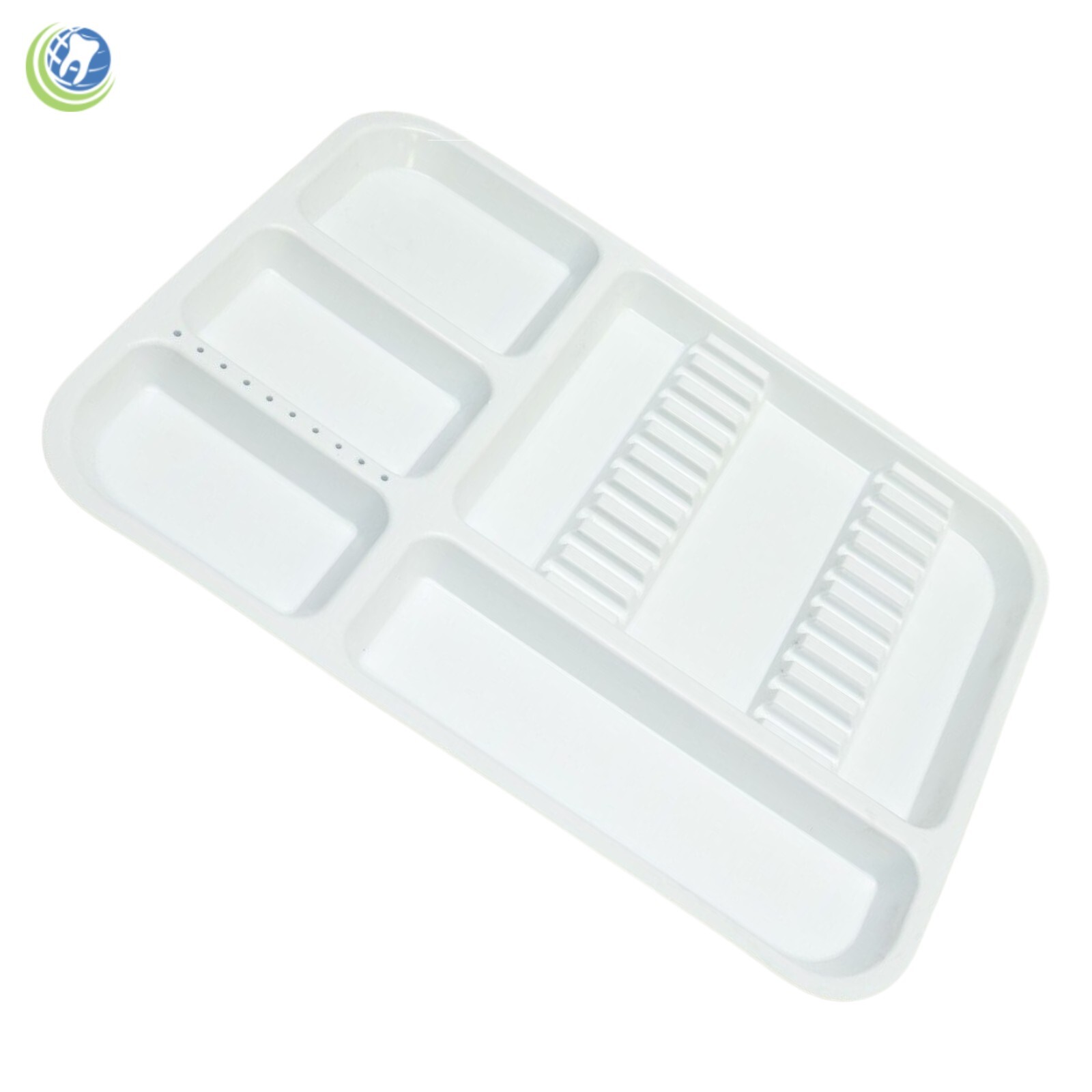 5 X DENTAL INSTRUMENT SET UP TRAY WITH BUR HOLDER SECTION WHITE COLOR #311-2520