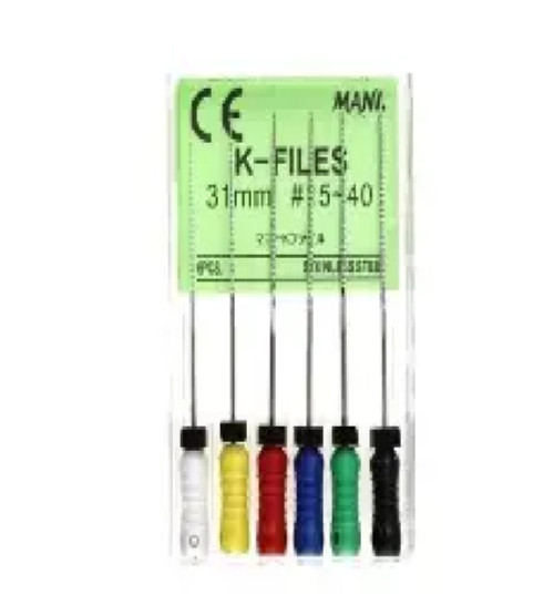 Mani K-FILES endodontic hand files 21, 25, 31mm 36 Files/Box