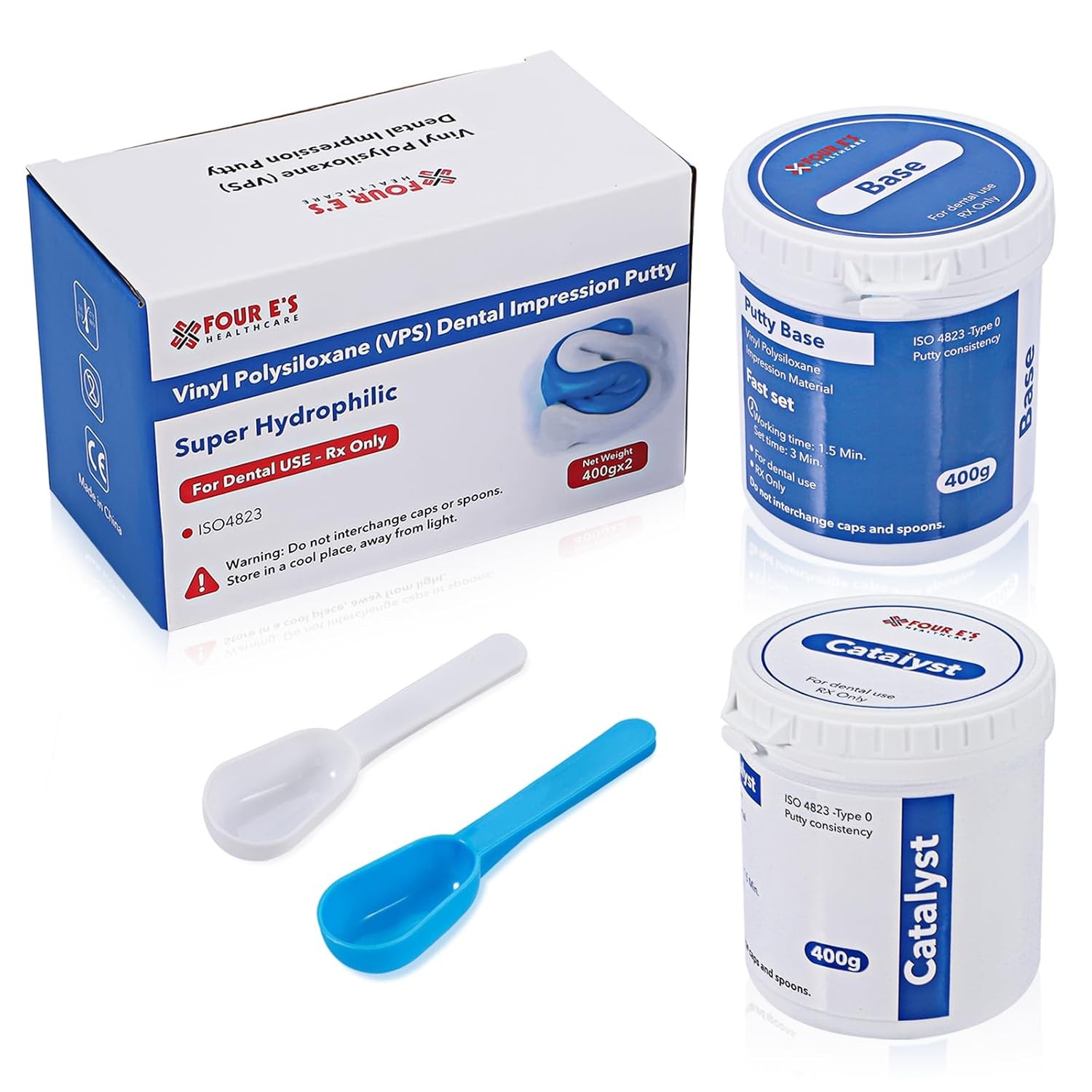 Dental Putty Fast Set VPS Dental Impression Material (400g Base & 400g Catalyst)