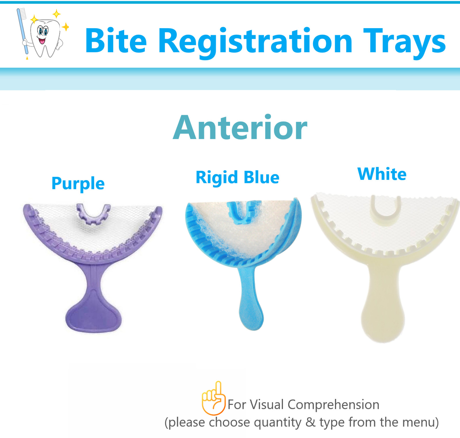 VPS Impression Bite Registration Trays Triple Tray Mold Choose Size, 50-100/PK