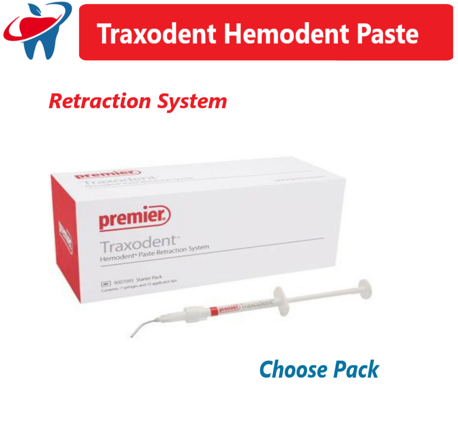 Dental Premier Traxodent Heomdent Paste Retraction System Choose Pack Syr +Tips