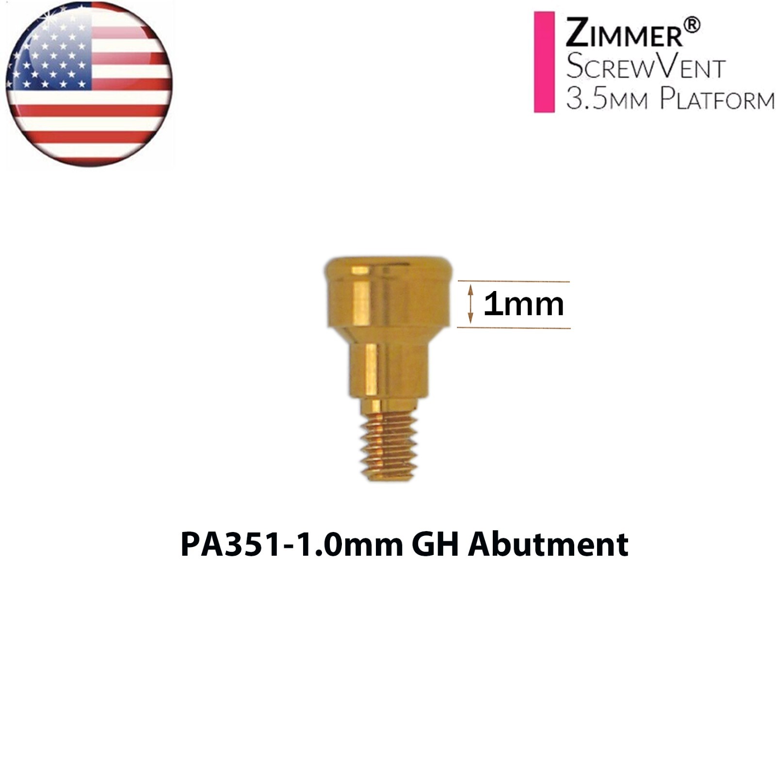 US For Zimmer Implant Overdenture Locator Abutment Tapered Screw-vent Ø3.5mm