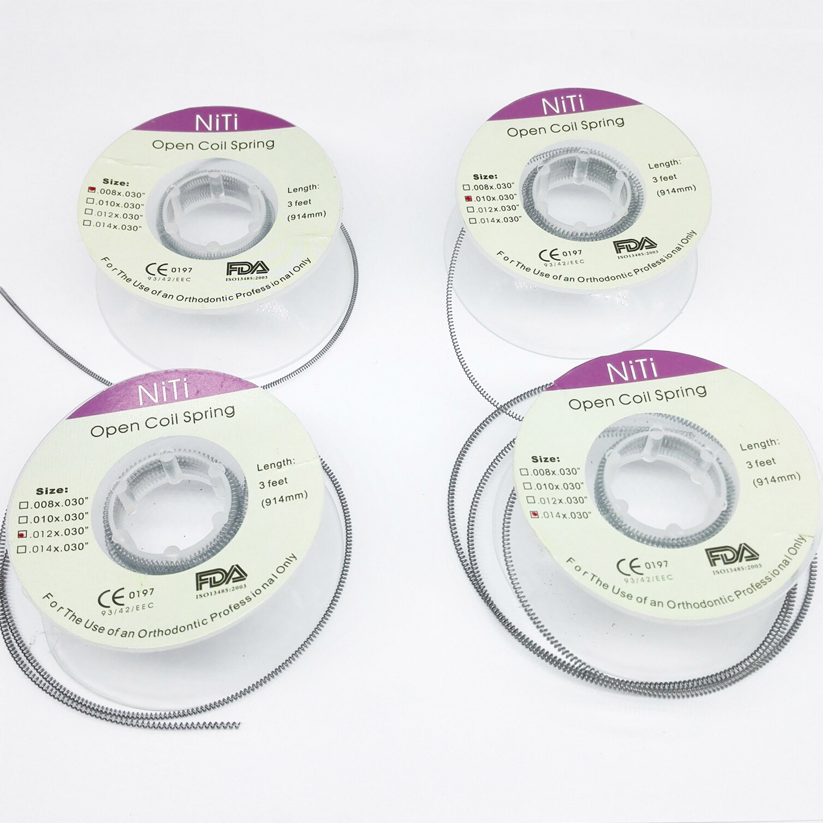 Dental Orthodontic Niti Open Coil Spring Spool Dia.008/014 Inch 914 mm 3 Feet