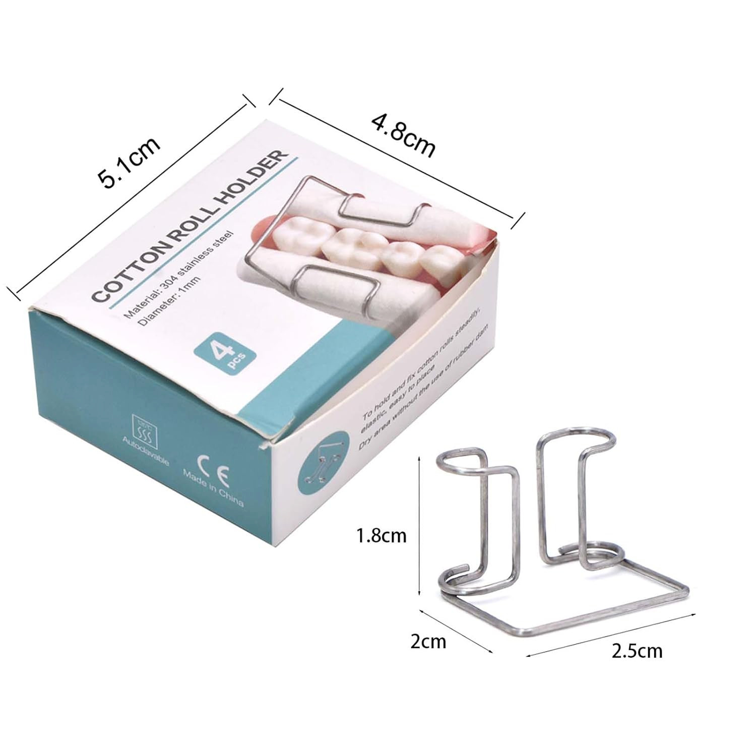 4 Pcs Dental Moisture Clip Cotton Roll Clips Holder Dry Area No-Rubber Dam 1mm