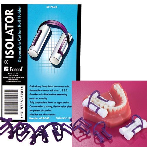 Isolator Cotton Roll Holder, Disposable 100/Bag, Adaptable to Various Sizes