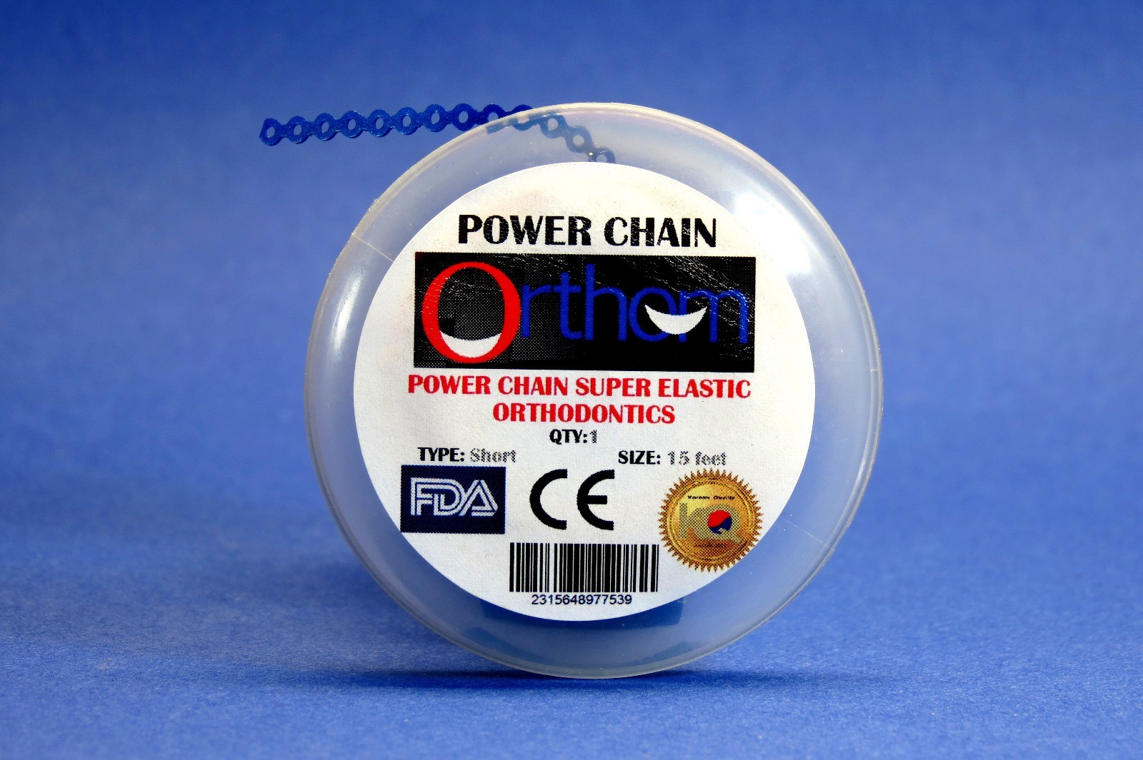 Dental Orthodontic Power Chain Elastic Short METALLIC BLUE Spool ORTHOM