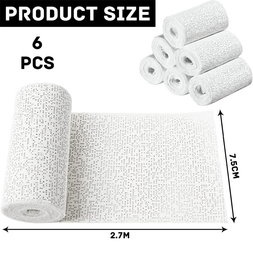 Plaster Coth Rolls 6 Pack Gauze Bandage 7.5*270cm, White