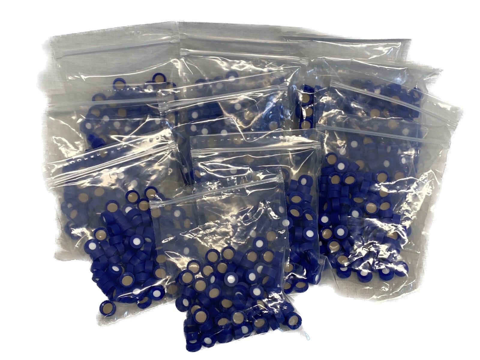 (1293) Laboratory 9mm Blue PP Screw Caps with White PTFE Septa Liner for Vials