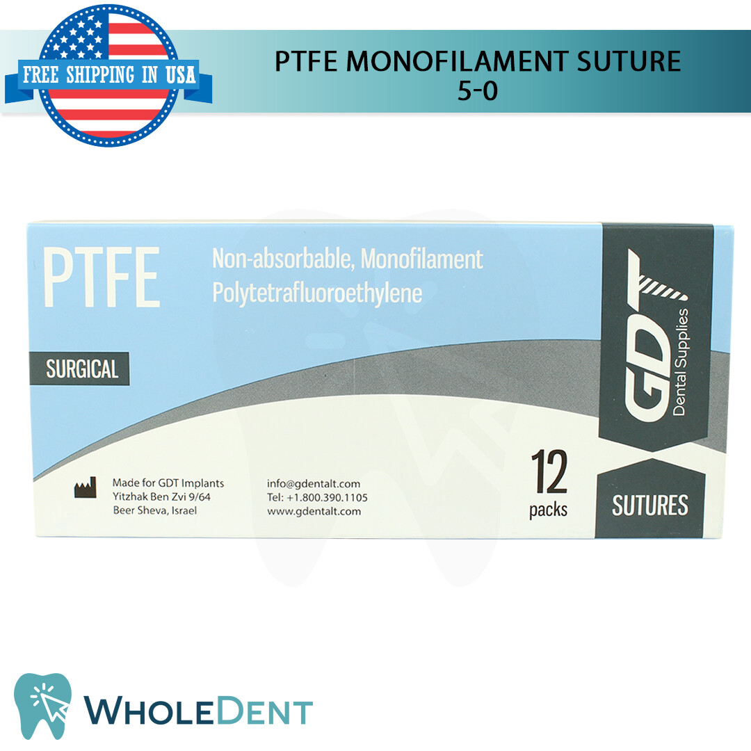 Monofilament PTFE Synthetic Suture Sewing Thread 3/8 Circle Reverse Sterile 5-0