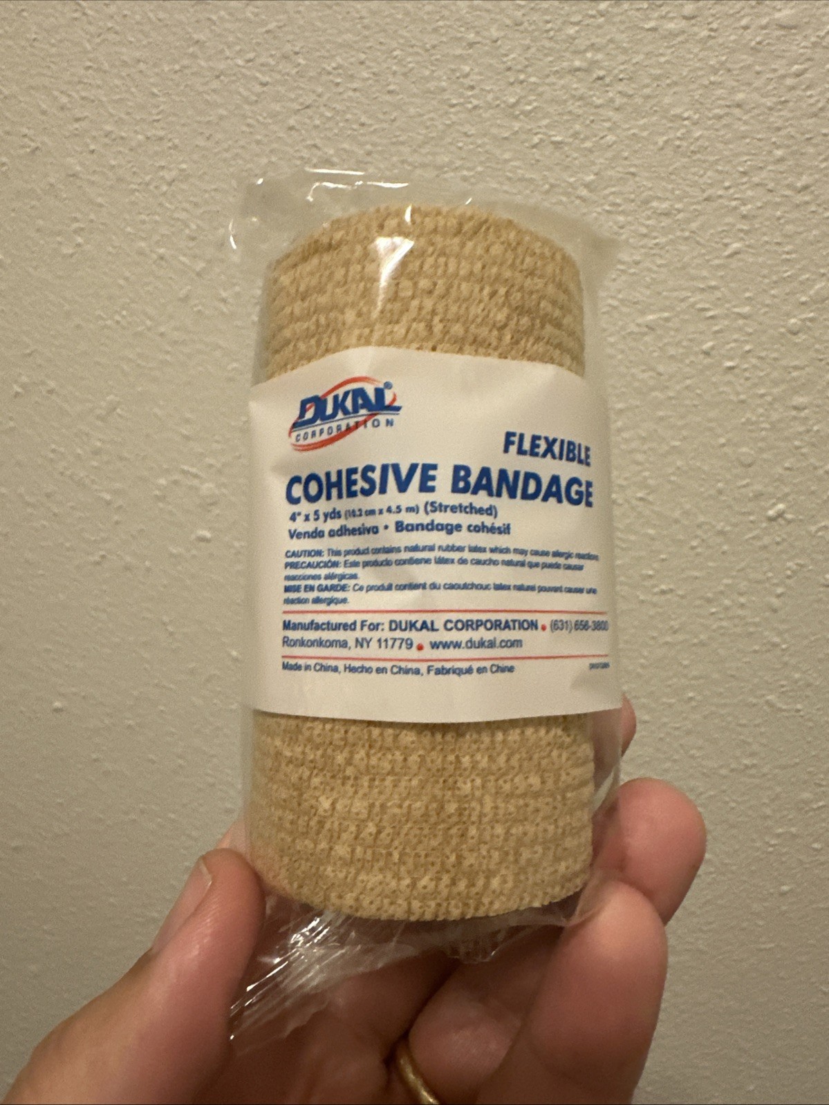 NEW! DUKAL Cohesive Bandage, Non-Sterile, Latex, 4″X5 YDS, 18/BX