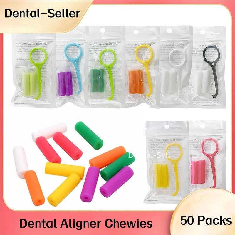 50 Packs Dental Aligner Chewies Clear Tray Retainer Seater Retriever Take Off