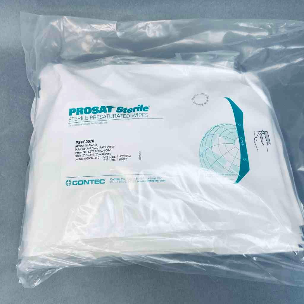 Contec PROSAT Sterile Polynit Heatseal Wipes 70% IPA 30% DI Water Total of 100