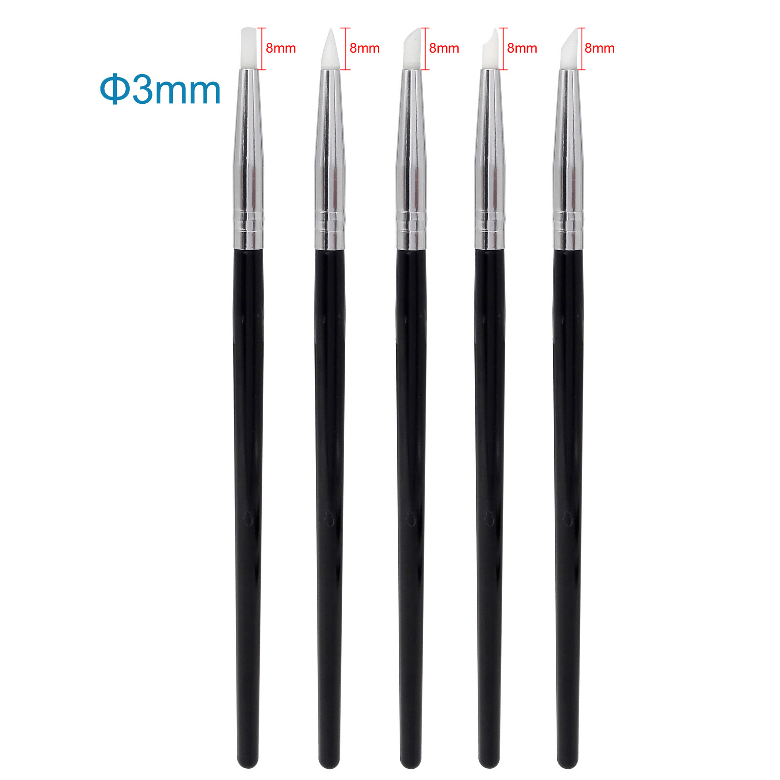 Dental Composite Resin Brush Porcelain Teeth Silicone Pen Silicone 5Pcs /Set
