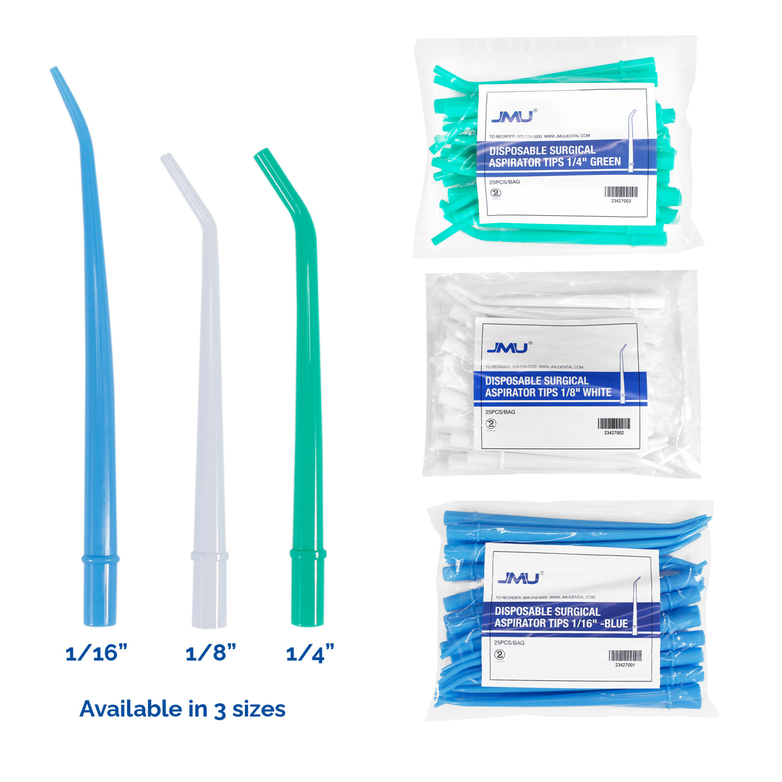 JMU Disposable Surgical Aspirator Tips, 1/4″ 1/8″ 1/16″ Dental Suction Tip