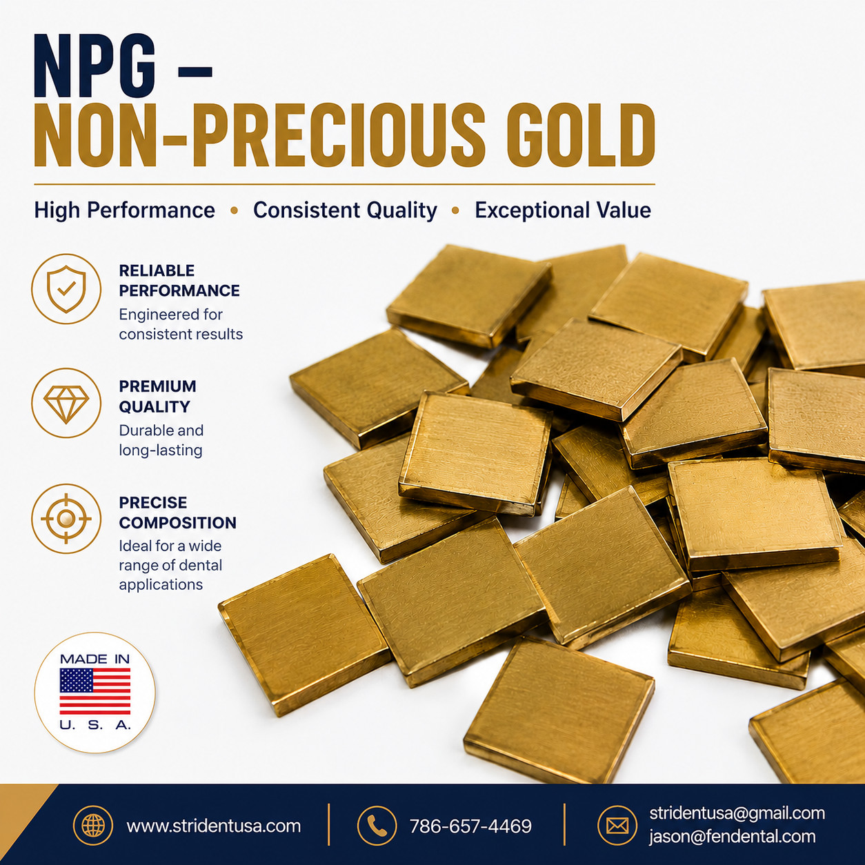 2 oz Gold Color Casting Non Precious Alloy Type 2 Restorations Gold Alternative