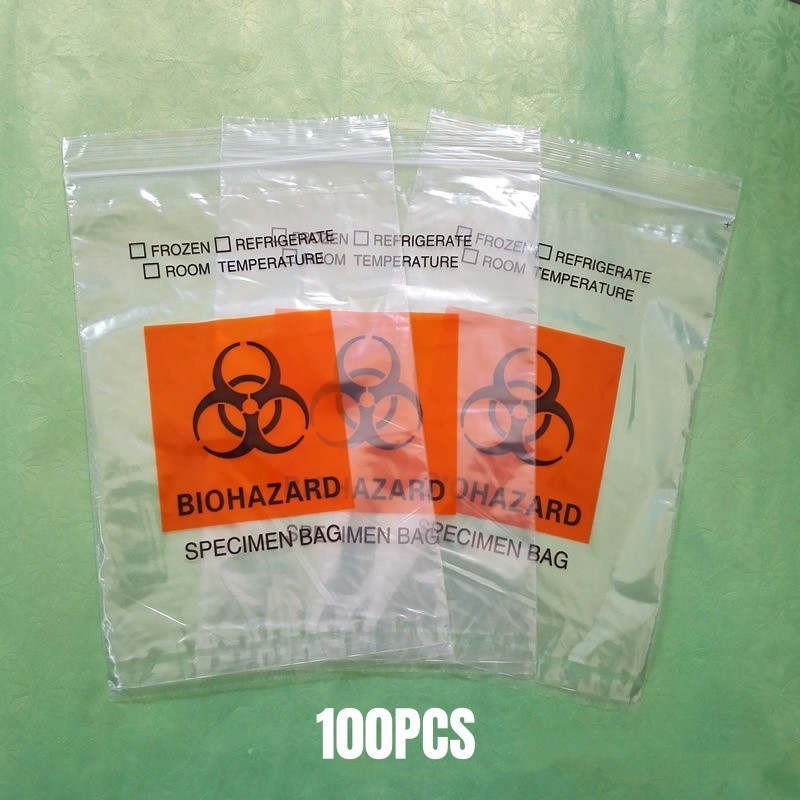 6″ X 10″ 100 Pack, Biohazard Specimen Zip Bags, With Pouch, 8 Mil Thick, Laborat