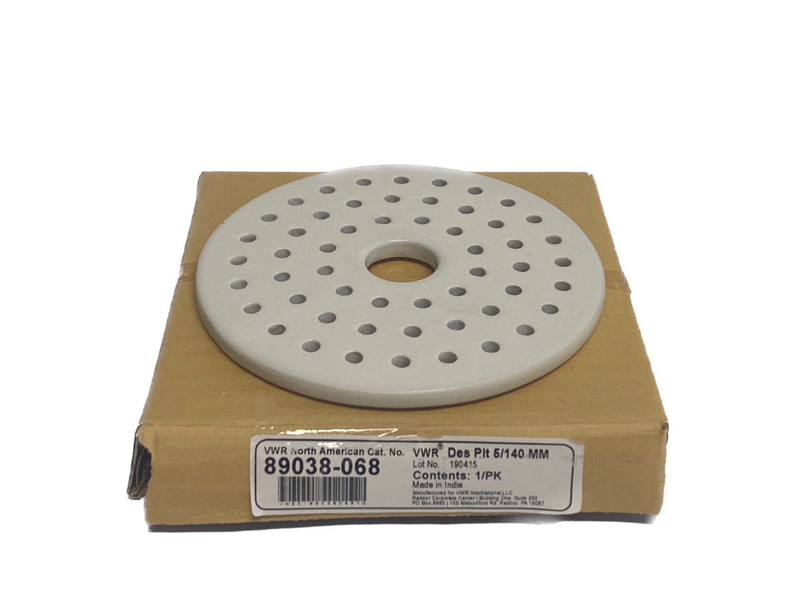 AVANTOR VWR Glazed Porcelain Desiccator Plate 140mm 5mm Holes 24mm Ctr 89038-068