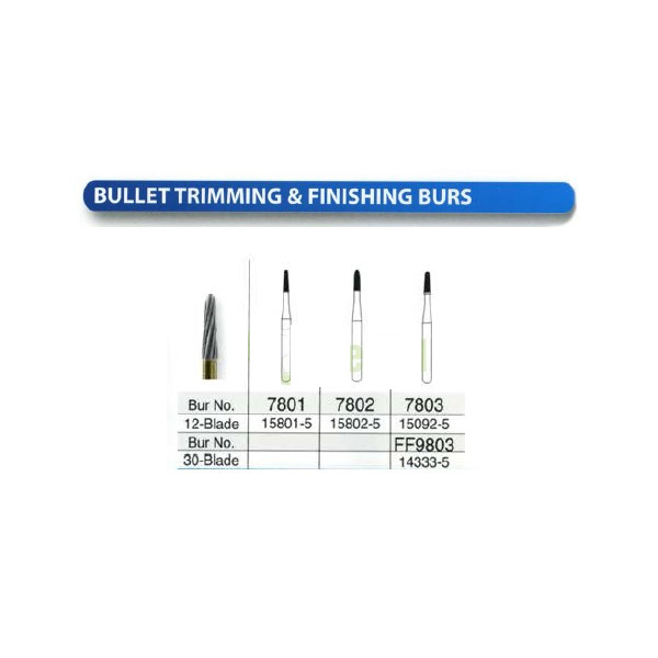 Beaver Dental Trim& Finish Bullet Shape Carbide Burs FG for High Speed Handpiece