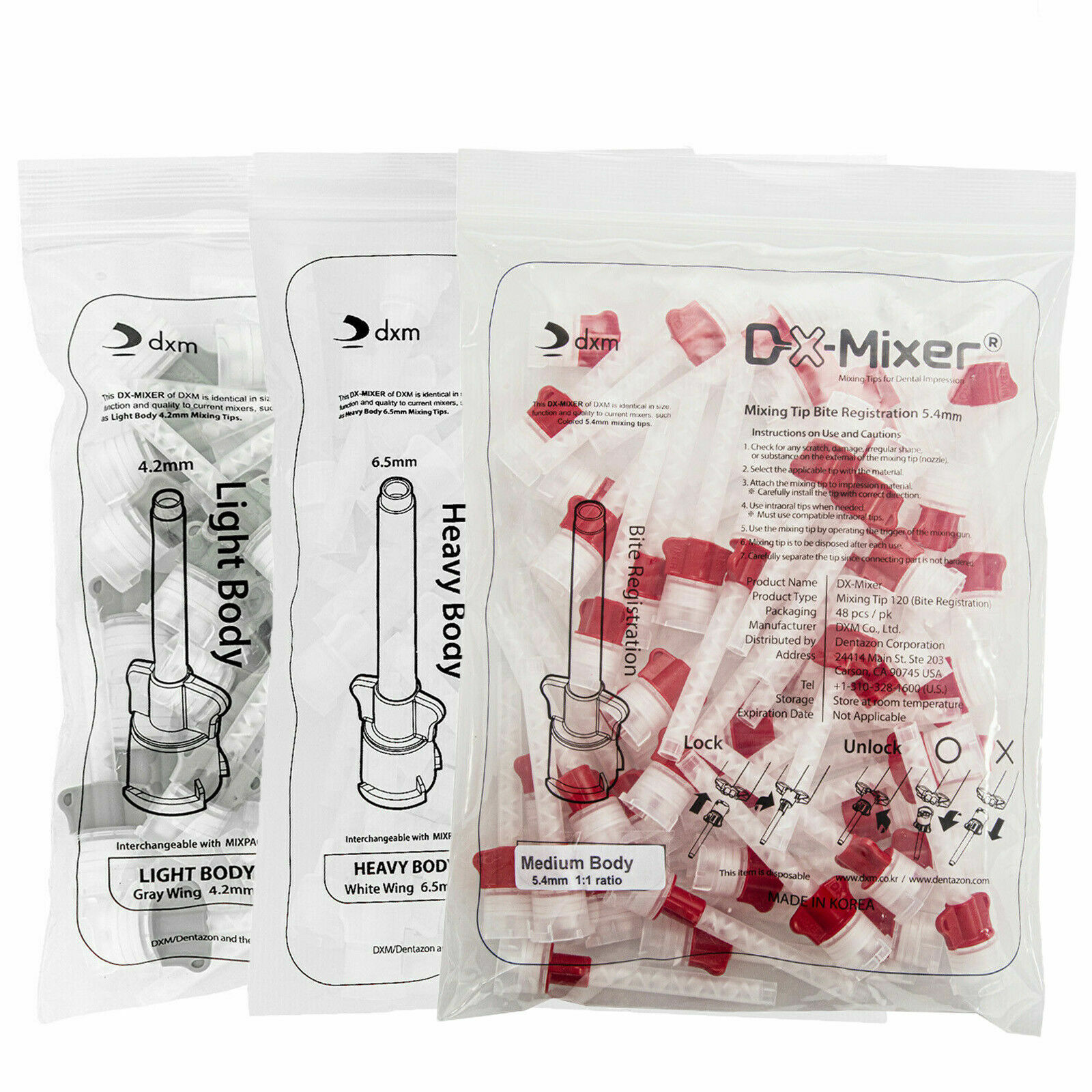 48PCS DX-Mixer® Dental HP Mixing Tips Impression Material 1:1Ratio 6.5/5.4/4.2mm