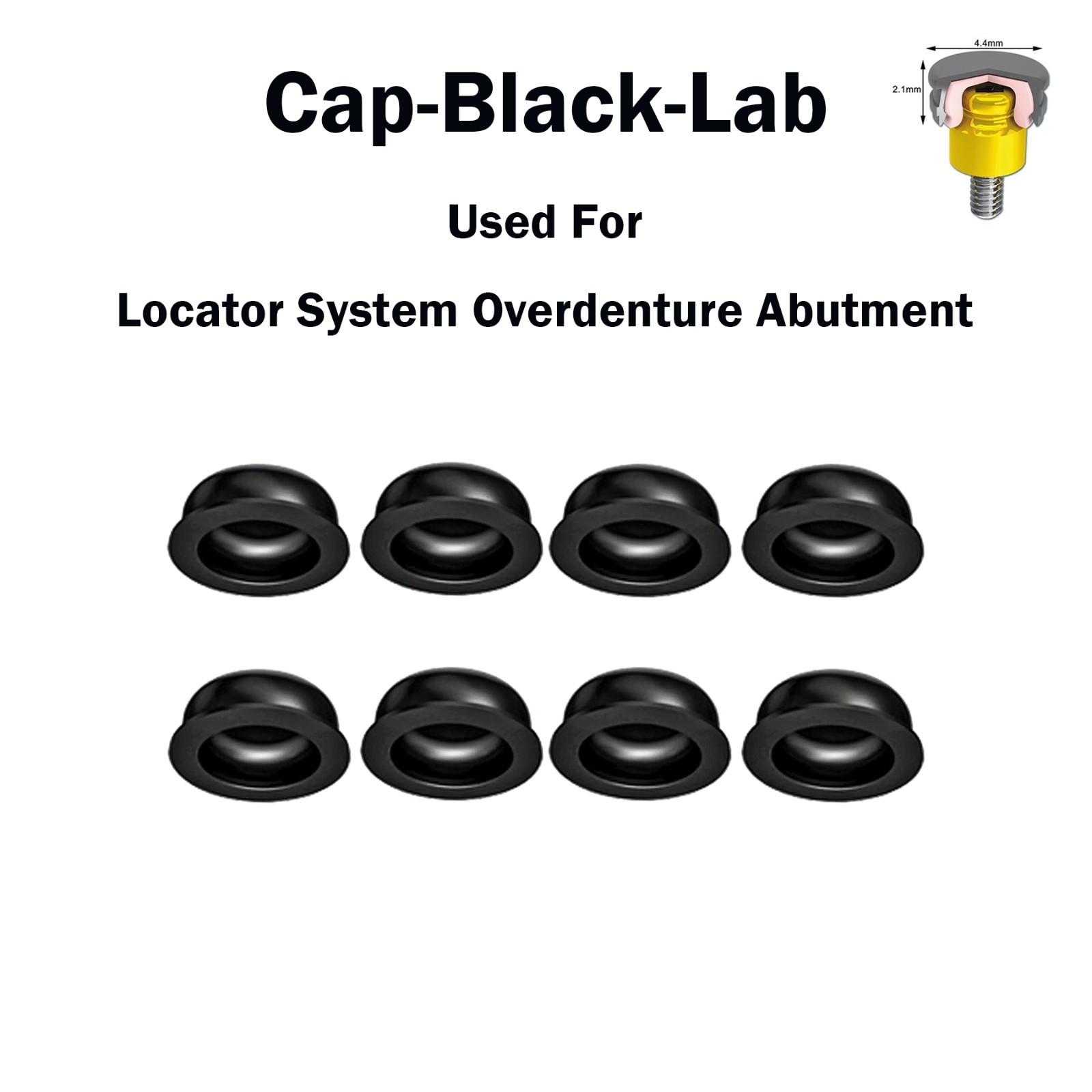 8Pcs US Dental for Zest Locator Metal Housing &Black Lab Processing Cap Assembly