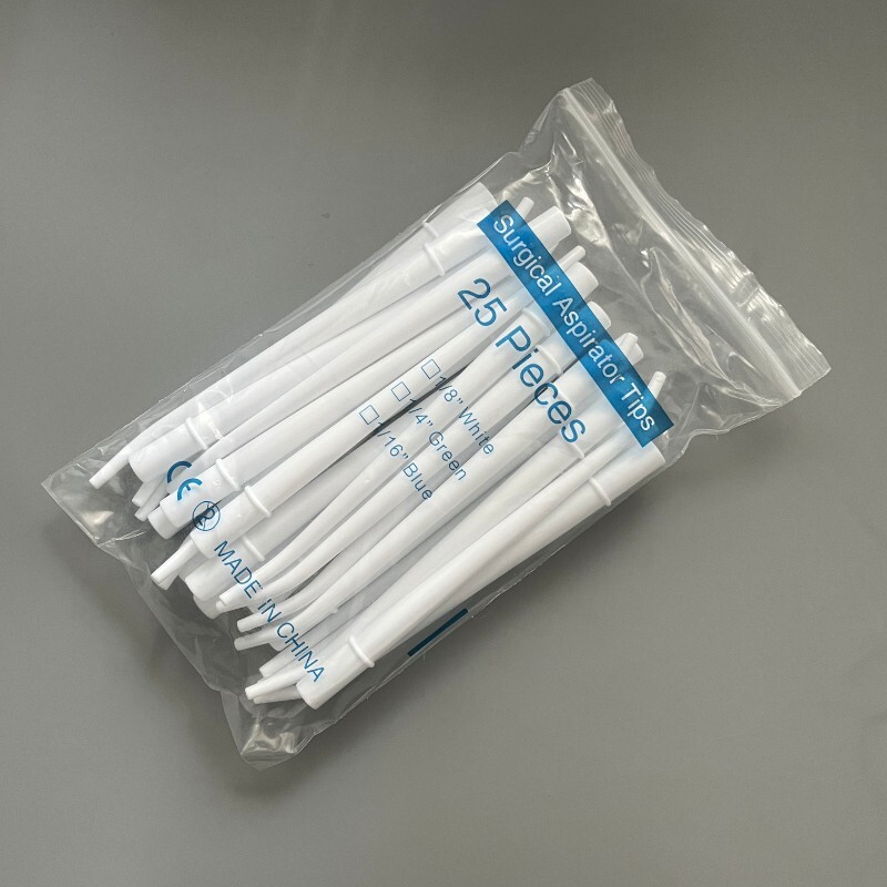 25Pcs (1 Bag) Surgical Aspirator Tips White Medium 1/8″ Dental Suction Saliva