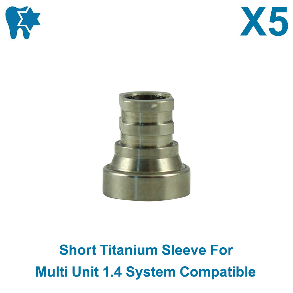 5x Short Titanium Sleeve For Multi Unit 1.4 System Compatible 7mm Length Ø3.78