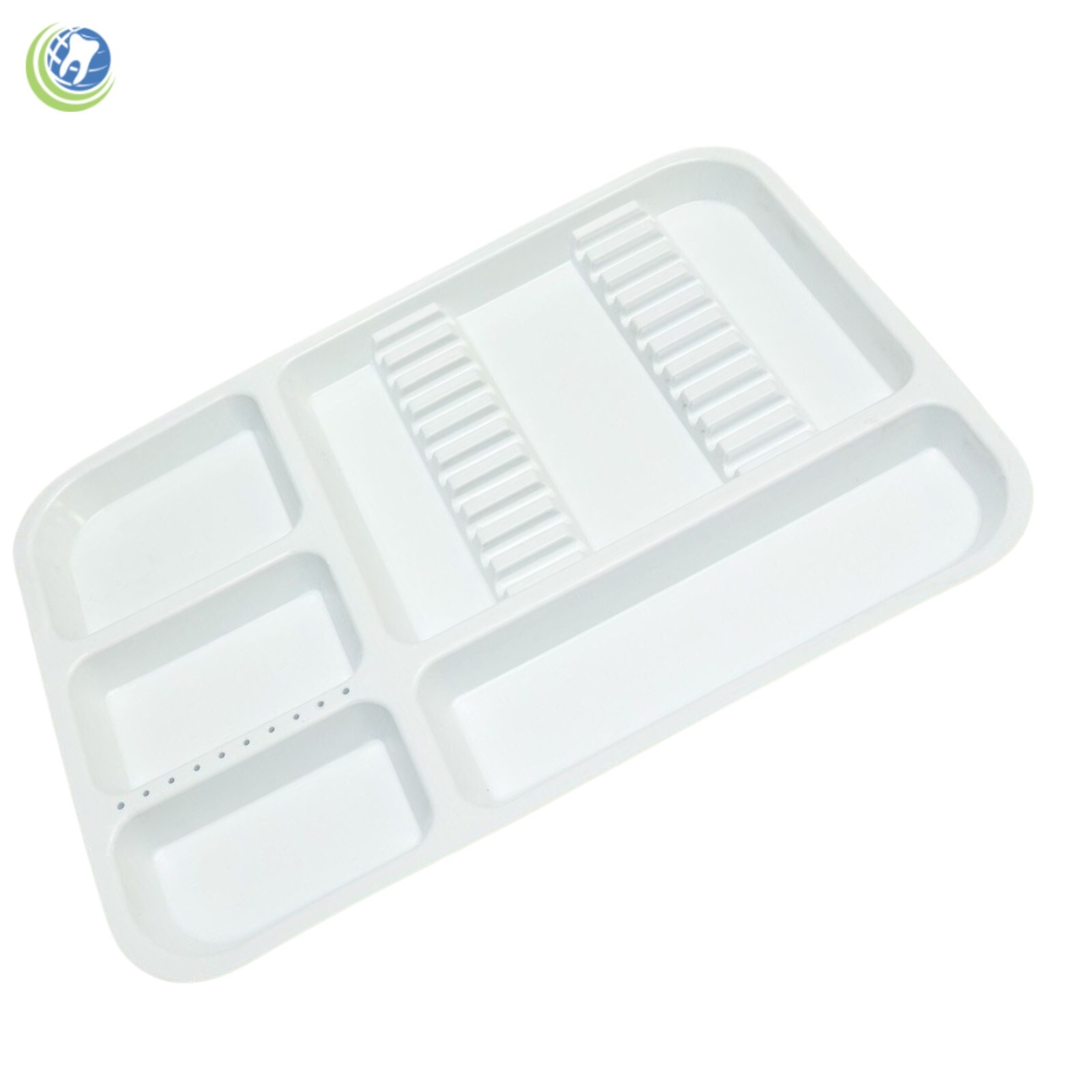 5 X DENTAL INSTRUMENT SET UP TRAY WITH BUR HOLDER SECTION WHITE COLOR #311-2520