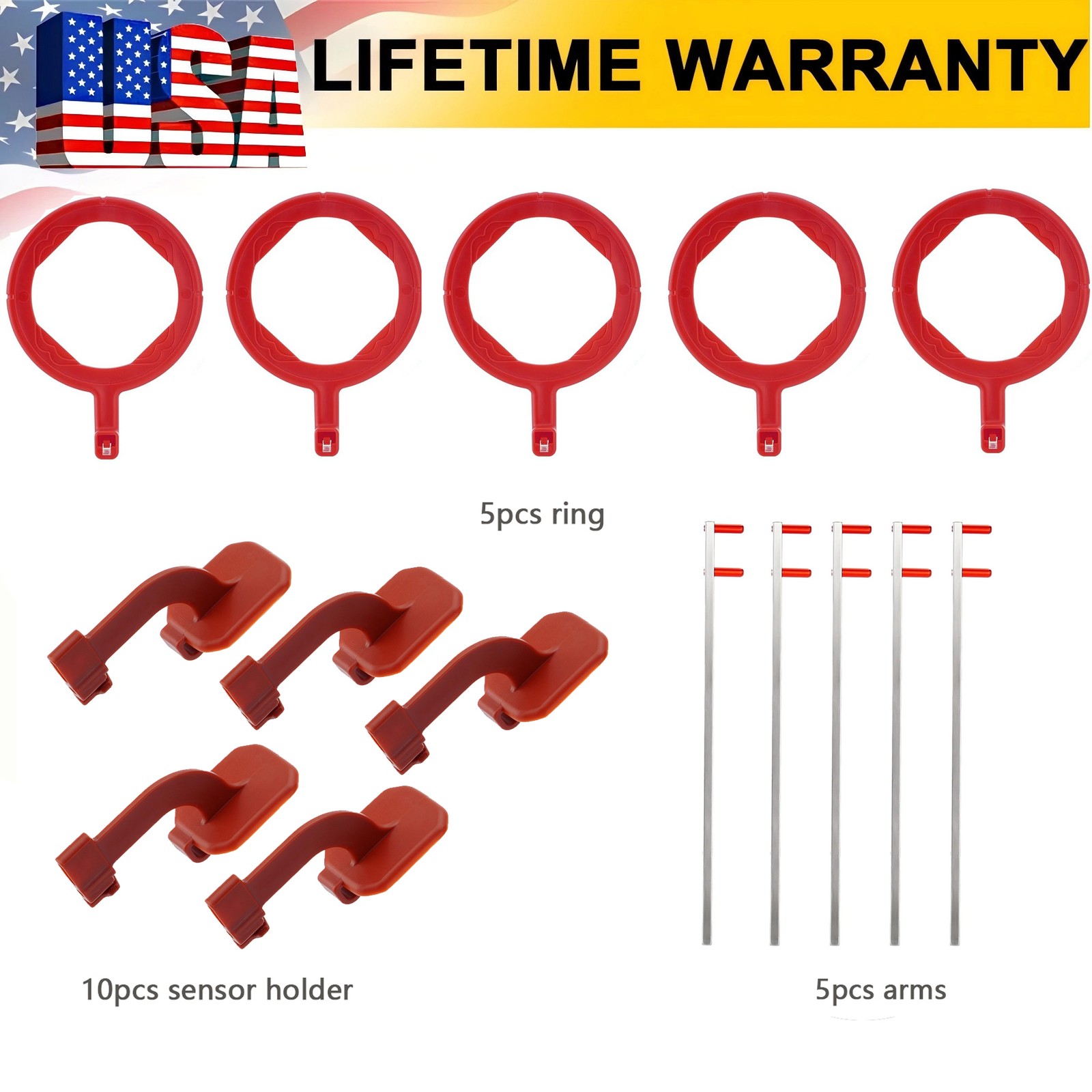 5Packs Dental Sensor Holder Bitewing Indicator Arms+5pcs X-Ray Arms Rings Red US