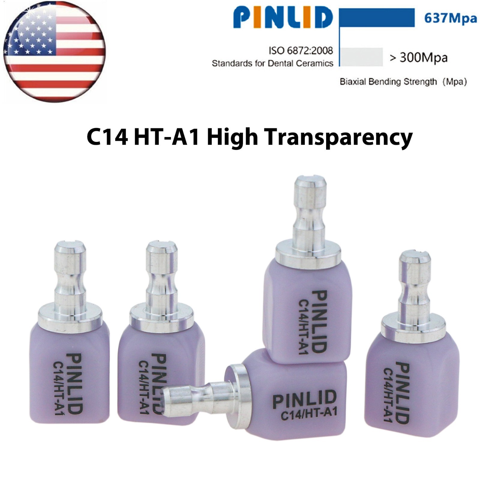 US Dental Lithium Disilicate Glass Ceramic Blocks C14 HT CAD CAM CEREC Blocks