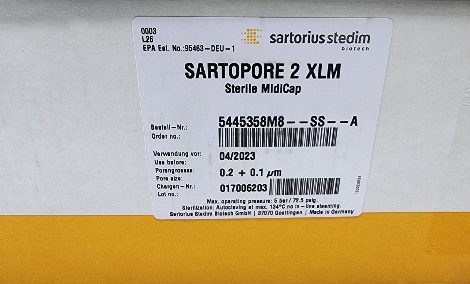 Sartorius 5445358M8–SS–A , Sartopore 2 XLM MidiCaps, 0.2 | 0.1 µm, PACK OF 4