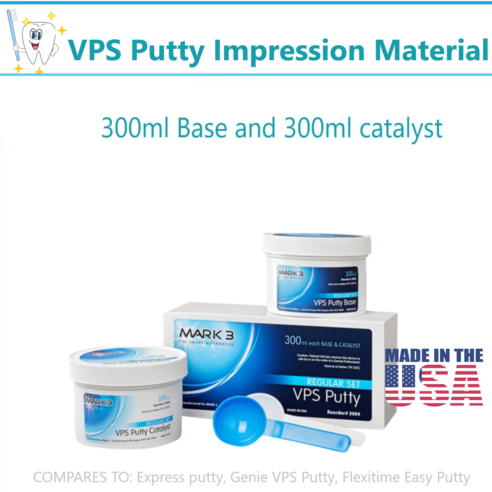 Dental VPS Putty Express Putty Impression Material Base or Catalyst 600 ml, USA