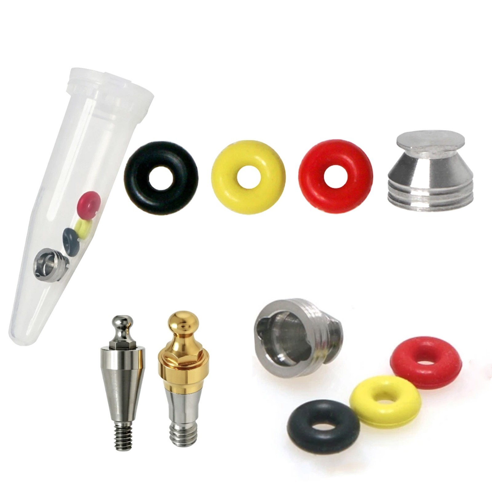 US Dental Ball Abutment O-Ring Caps Kit for Hiossen Osstem Overdenture 4Pcs/Set