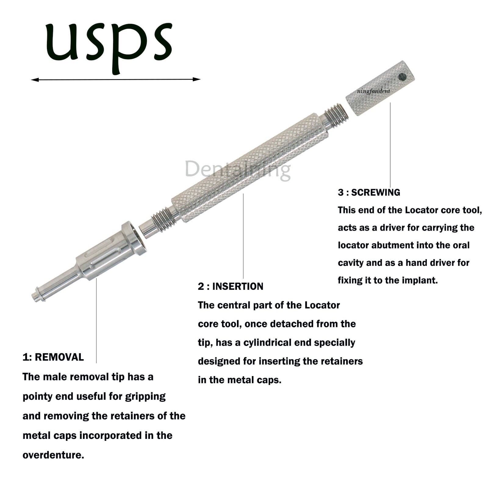 Locator Core Tool assembled Abutment Driver Male caps Insertion Extraction Tool