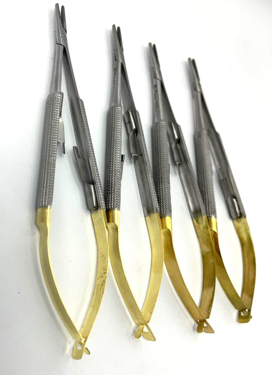 Lot of 4pcs Hu Friedy Castroviejo Perma Sharp Needle Holder 14cm (5.5″) NH5020R