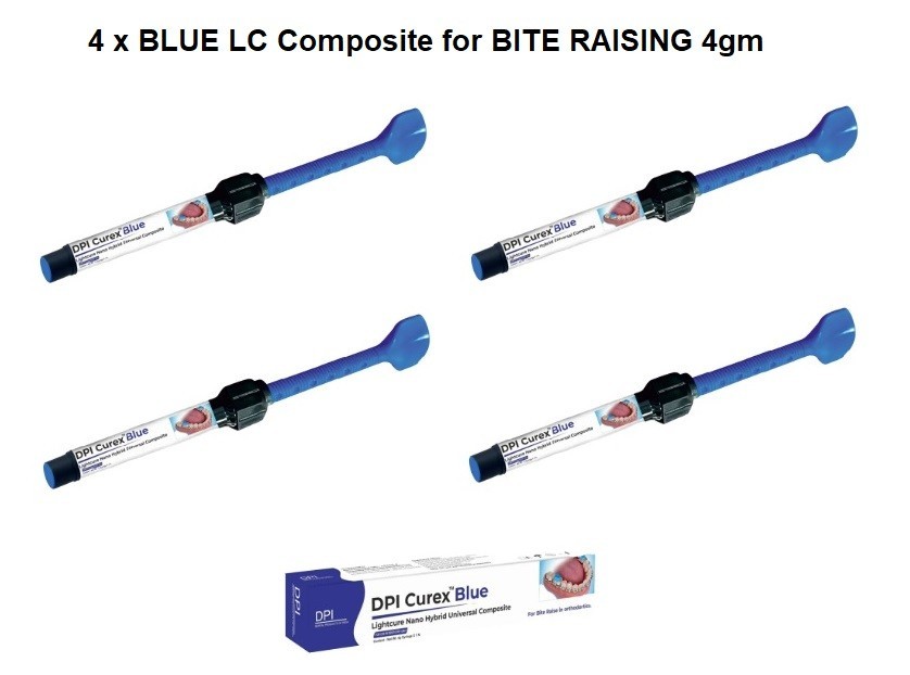 4 x CUREX BLUE Dental BITE RAISING ORTHO Light Cure Nano Hybrid Material 4gm