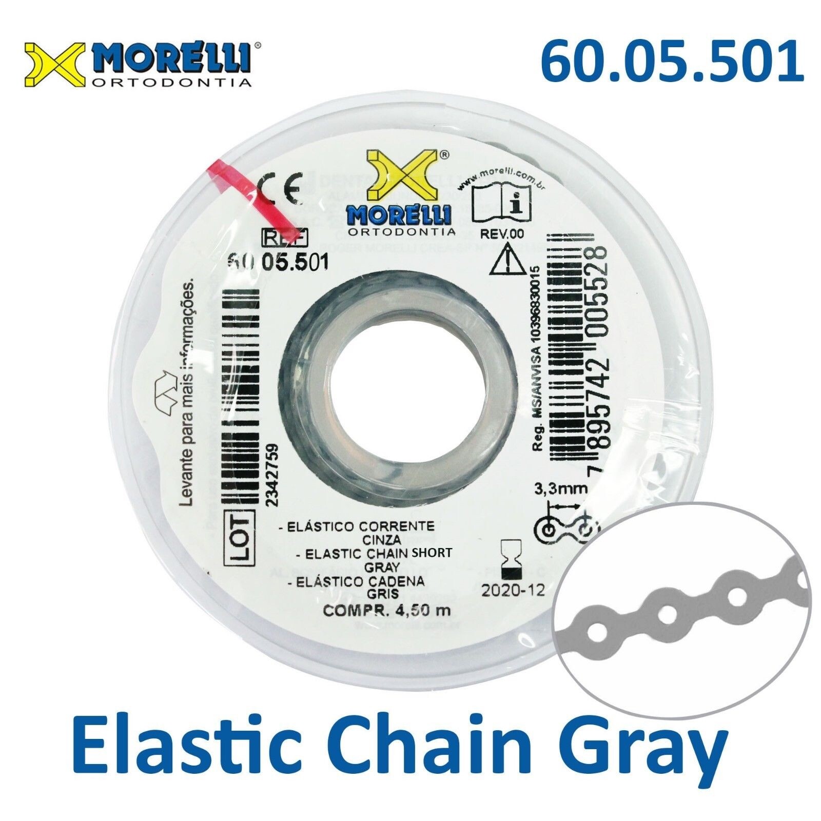Dental Morelli Orthodontic Elastic Chain Gray Short Power Tooth