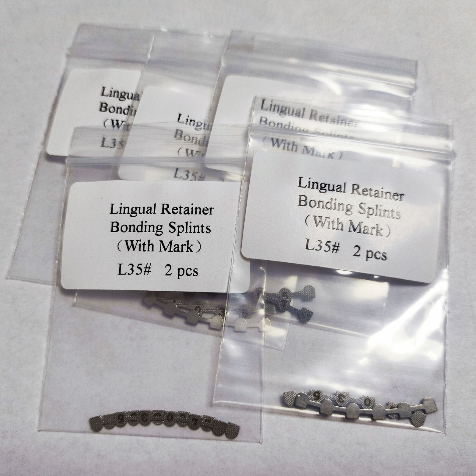 10 Packs 20Pcs Dental Lingual Retainer L#35 Mesh Base With Mark 2pcs/pack
