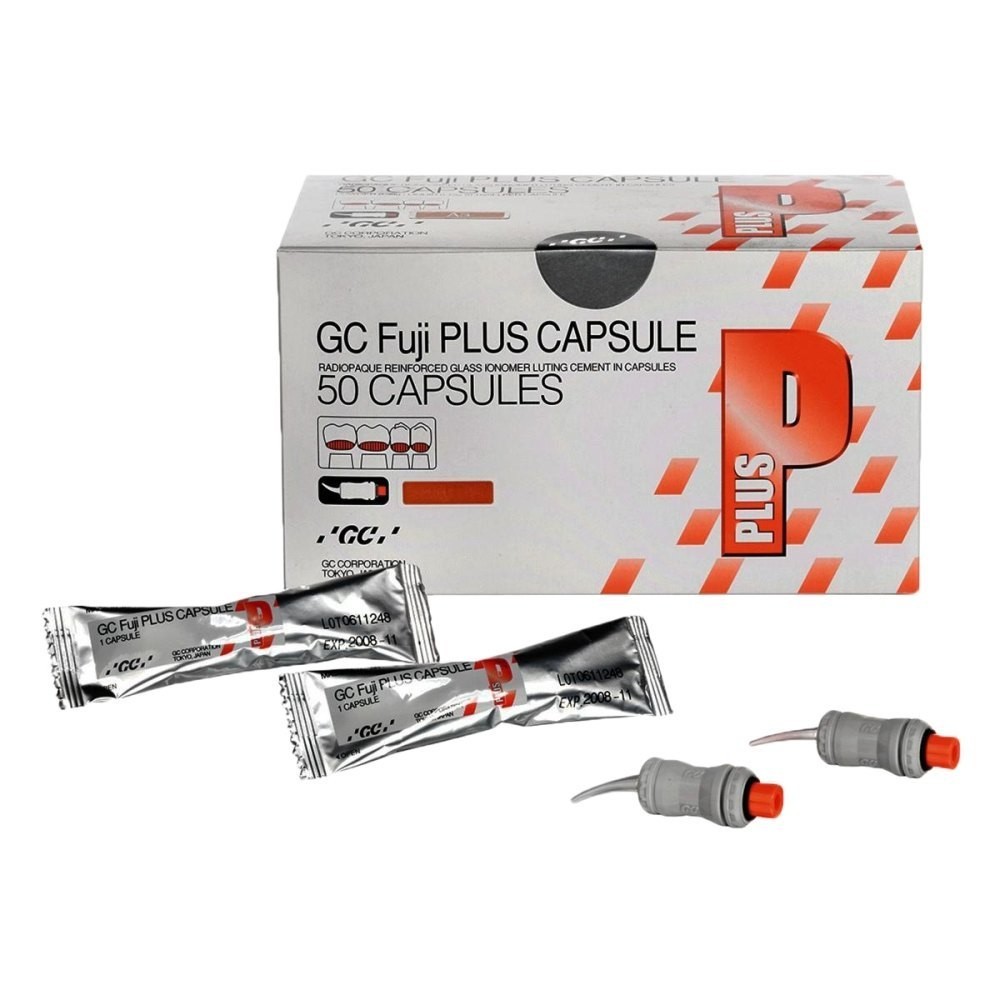 GC FUJI PLUS Radiopaque Reinforced GIC Hybrid Dental Luting Cement 50 Caps.