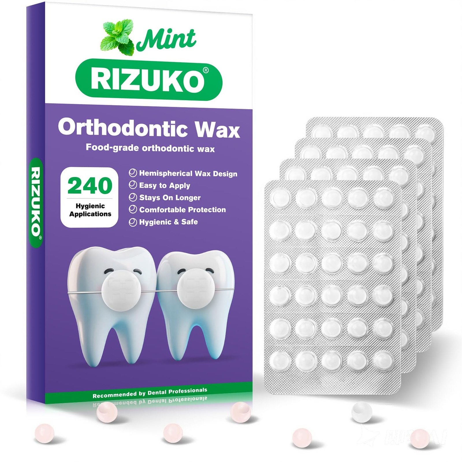RIZUKO Orthodontic Wax for Braces – 240 Dental Dots | 240 Count, White